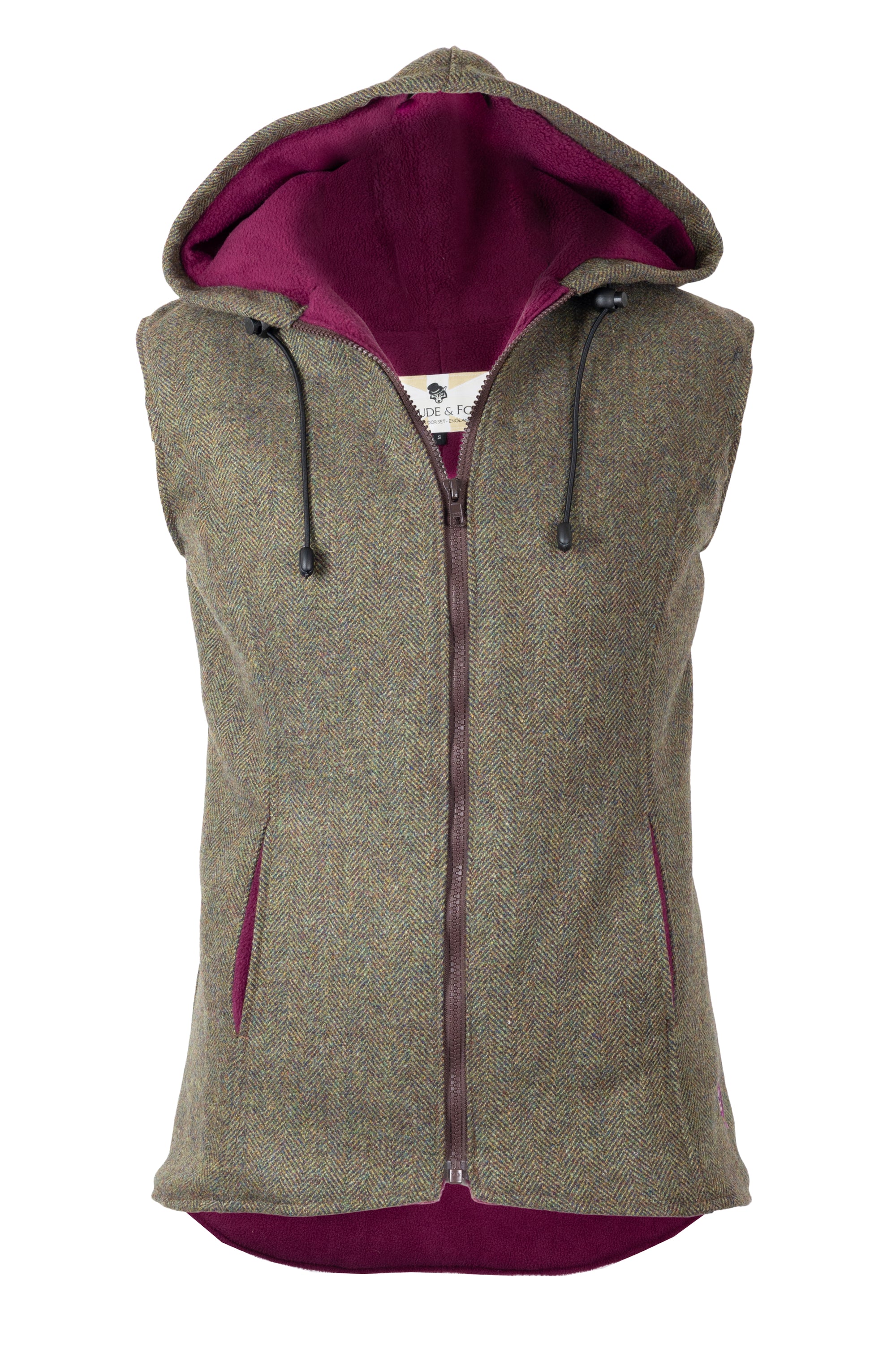 Plum hooded fitted gilet
